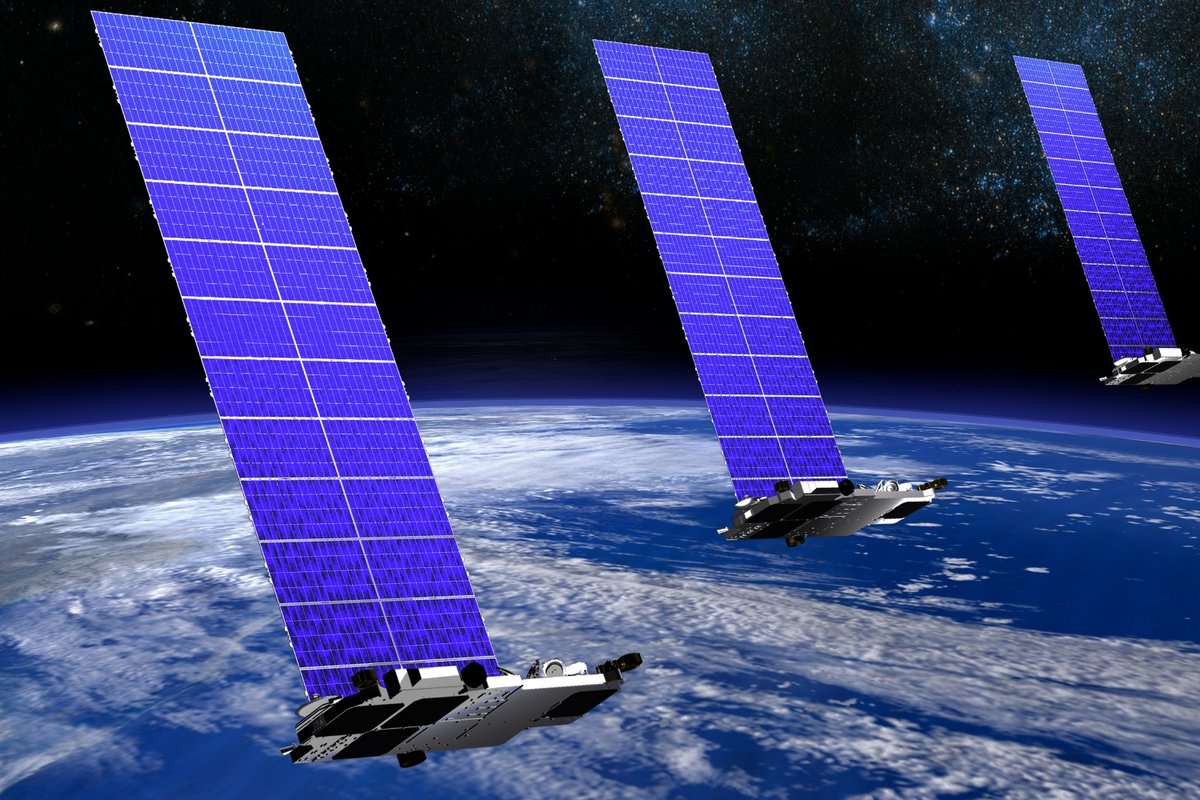 Vue d'artiste de satellites Starlink en orbite. ©Jacques Dayan / Shutterstock