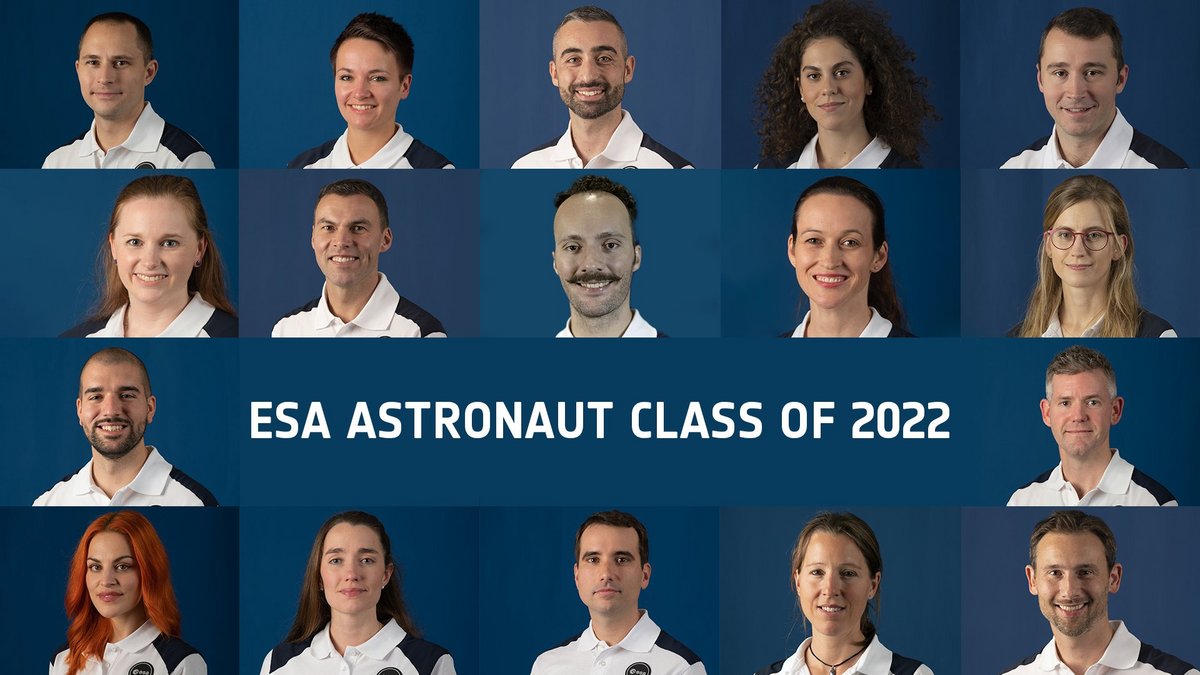 L'ensemble des astronautes sélectionnés en 2022, incluant les astronautes "de carrière" et les spécialistes de mission. © ESA