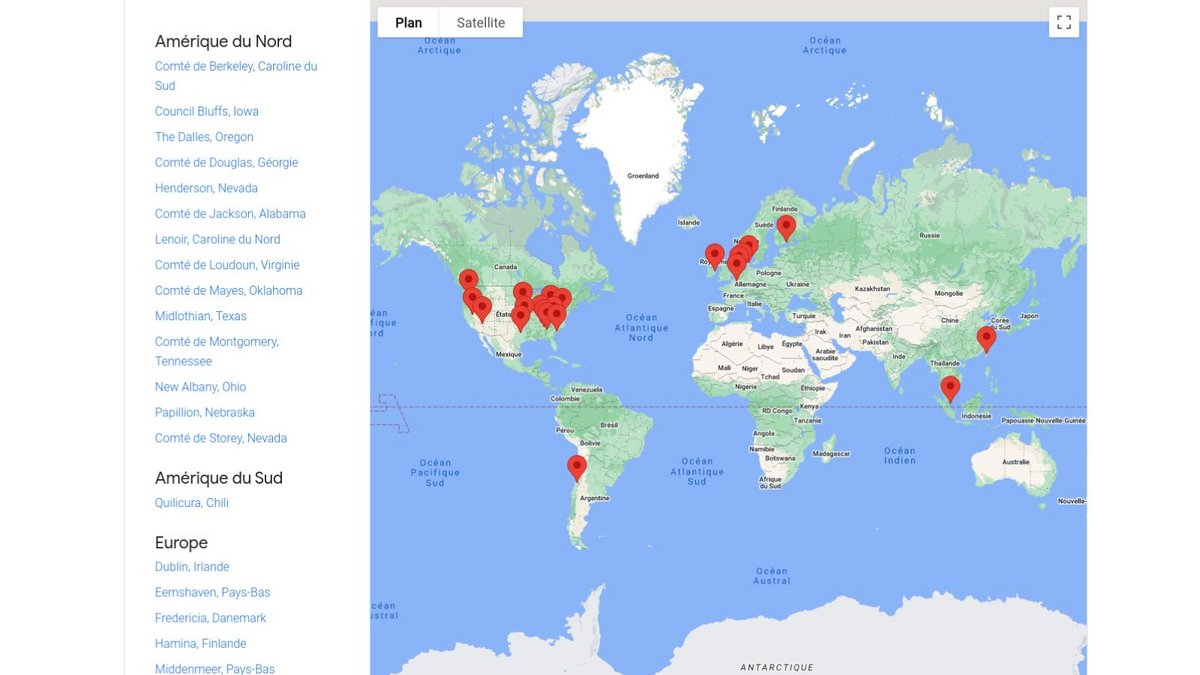 Google Drive - 14 datacenters disséminés à travers le monde - @ Google