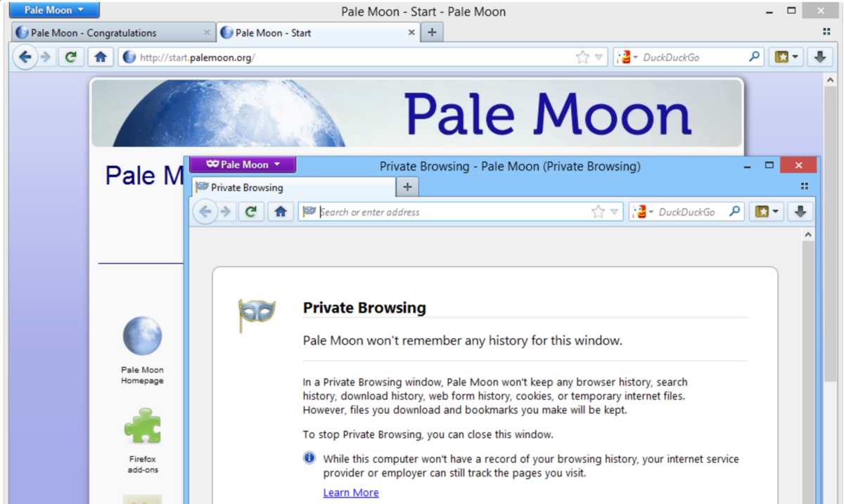 Pale Moon se base sur Mozilla Firefox en reprenant son ancienne interface