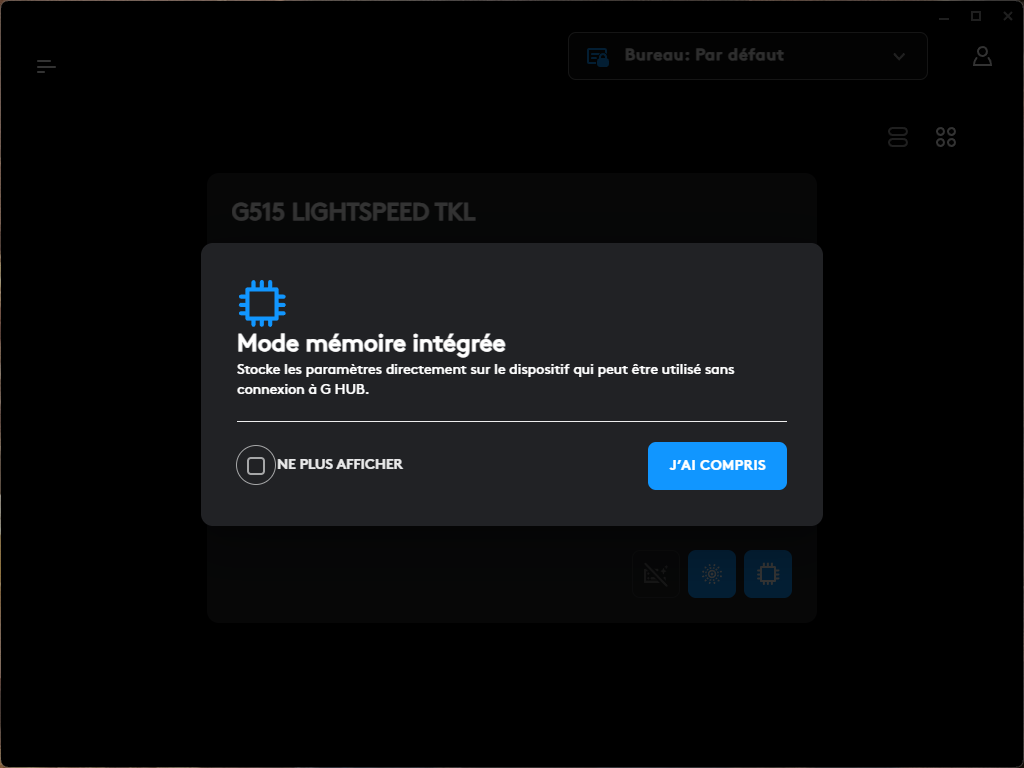 La mémoire intégrée permet de se passer du soft G Hub © Nerces pour Clubic