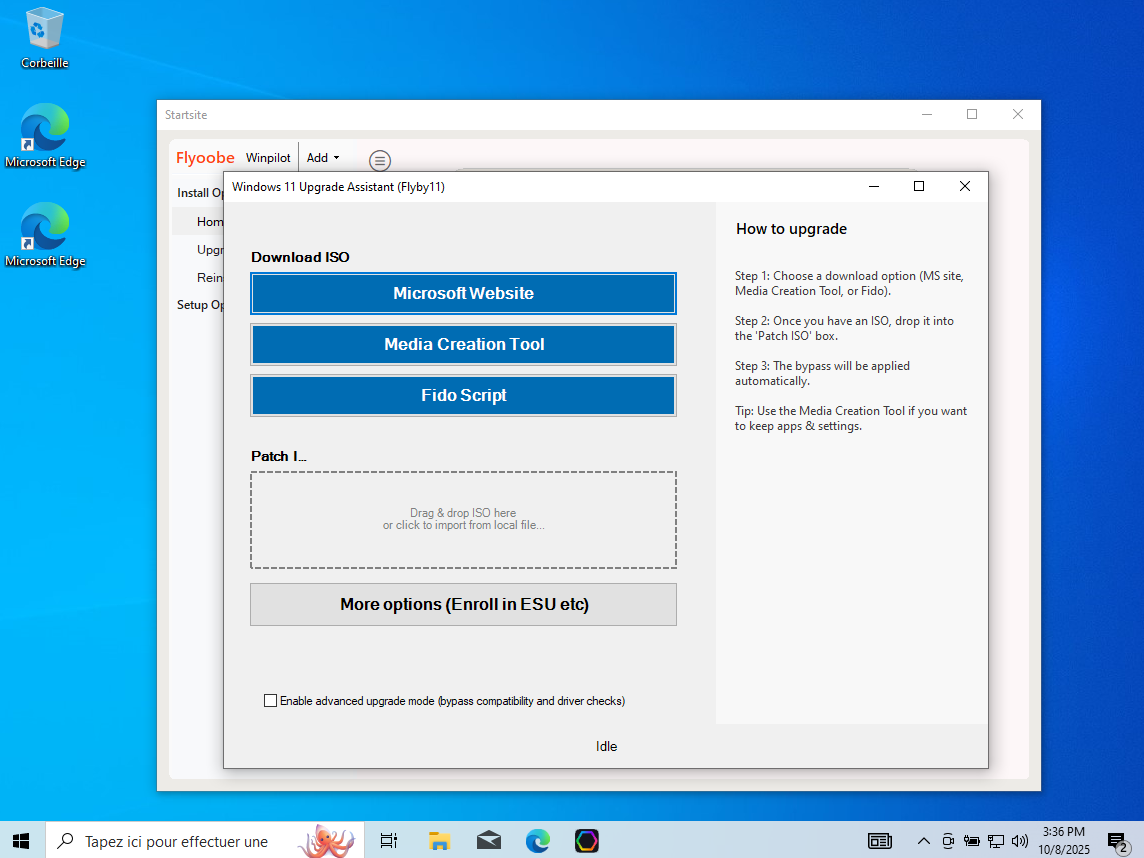 Flyoobe vous permet de mettre à jour votre PC vers Windows 11, y compris si votre machine ne remplit pas les critères matériels imposés par Microsoft. © Clubic
