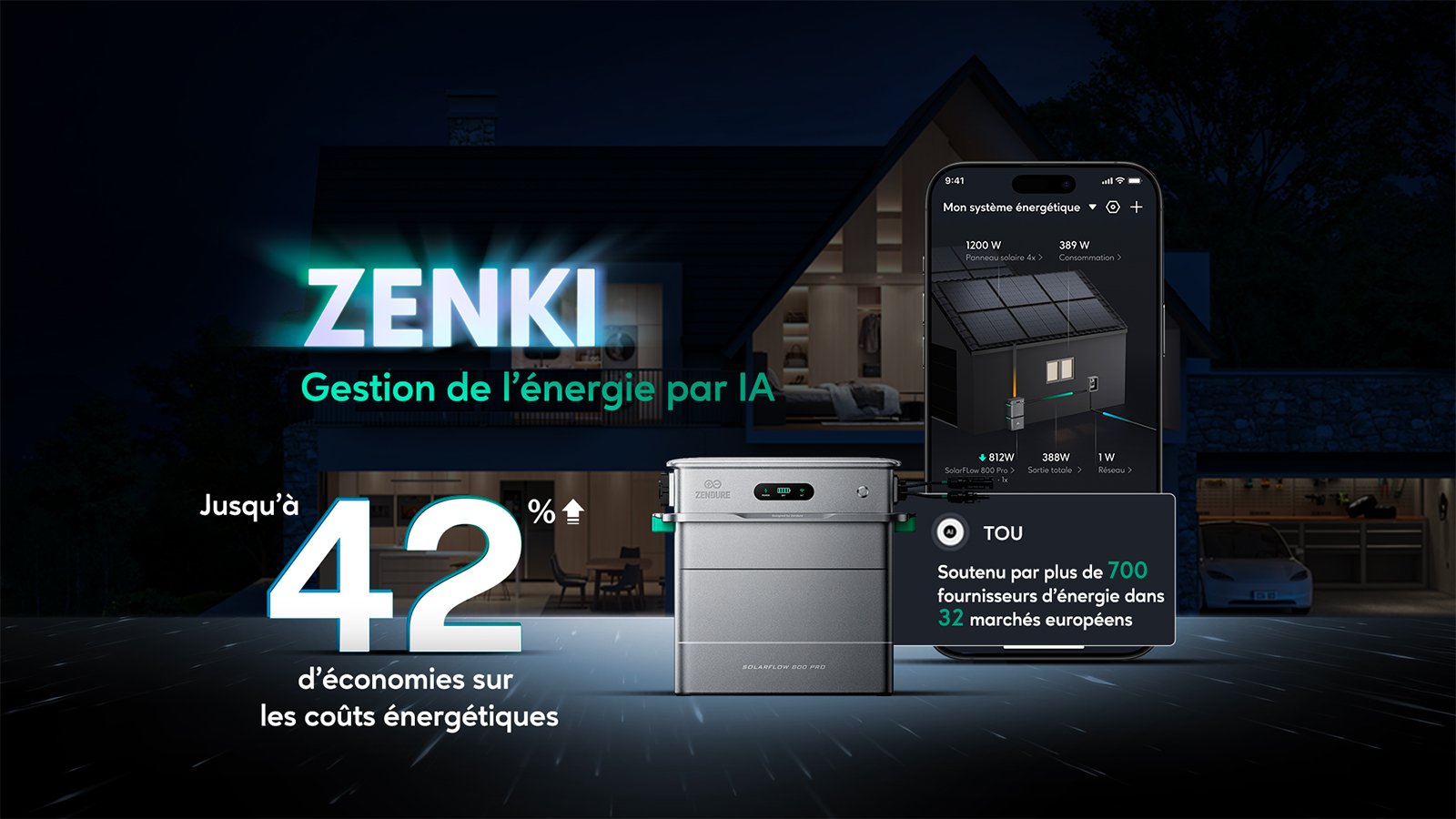 Avec ZENKI HEMS, Zendure optimise chaque kilowatt pour réduire la facture énergétique jusqu’à 42 % ©Zendure