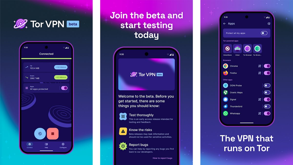 Tor VPN utilise Arti, une version de Tor en Rust plus sûre et stable. Encore en bêta, il sert surtout à expérimenter l’usage de Tor sur mobile - © Tor
