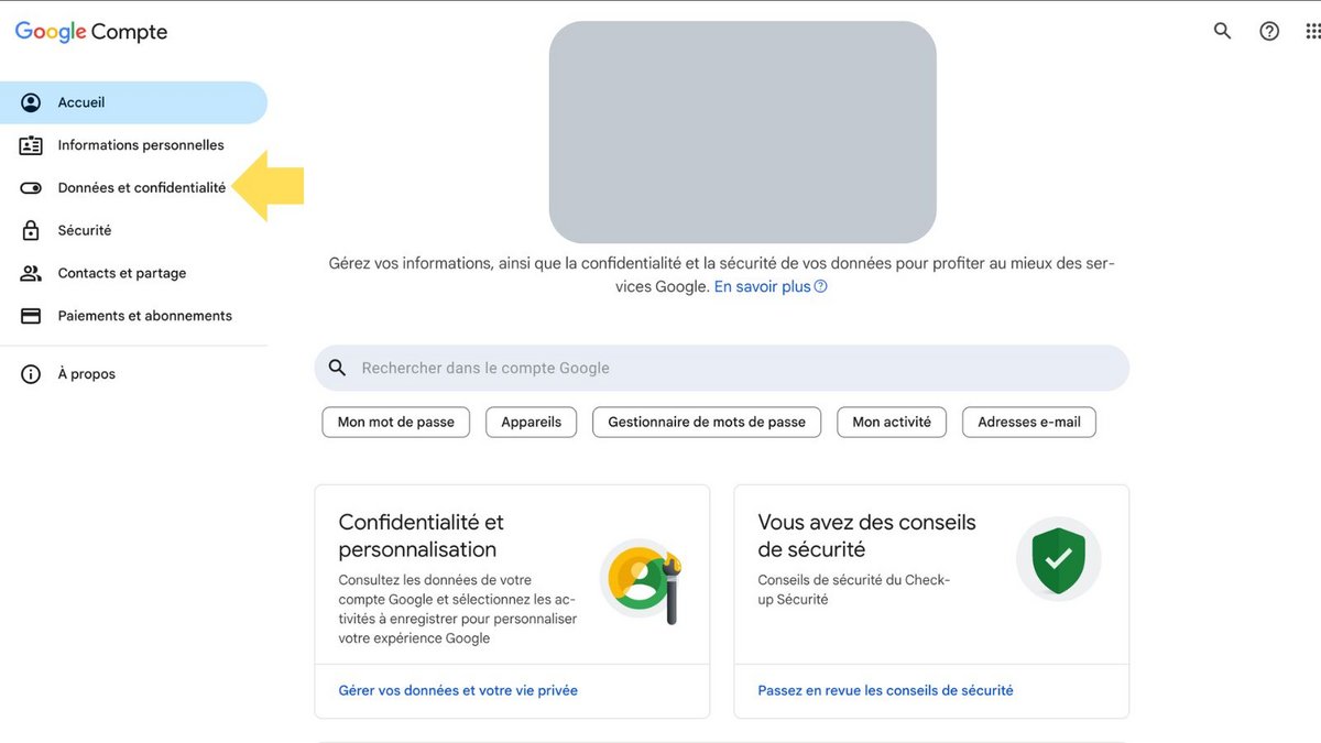 Améliorez la confidentialité de votre compte Google. ©Google