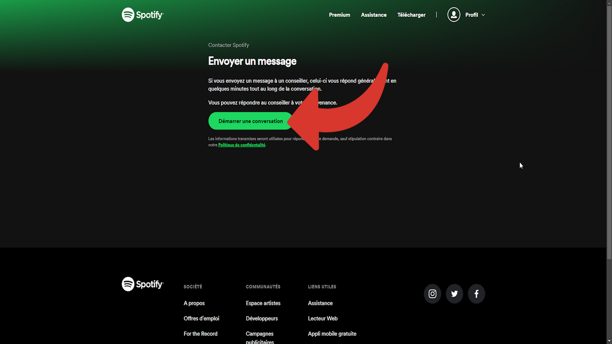 Supprimer compte Spotify via Chatbot © Benoit Baylé pour Clubic