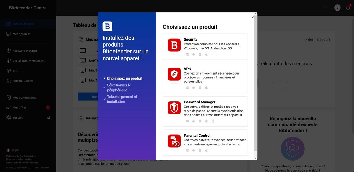 Bitdefender Central - Fontctionnalités