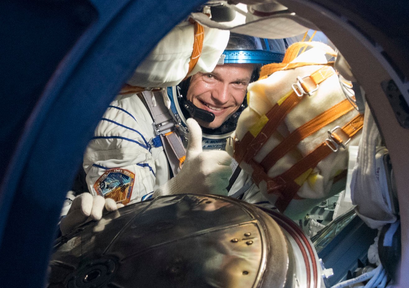 Pour son premier vol, Andreas Mogensen avait volé avec la capsule Soyouz. Crédits : ESA