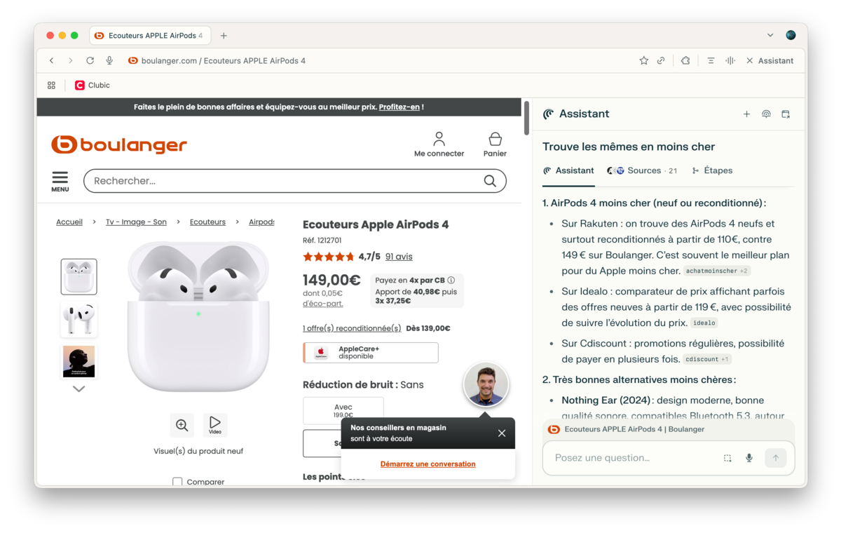 Perplexity Comet - La comparaison des prix