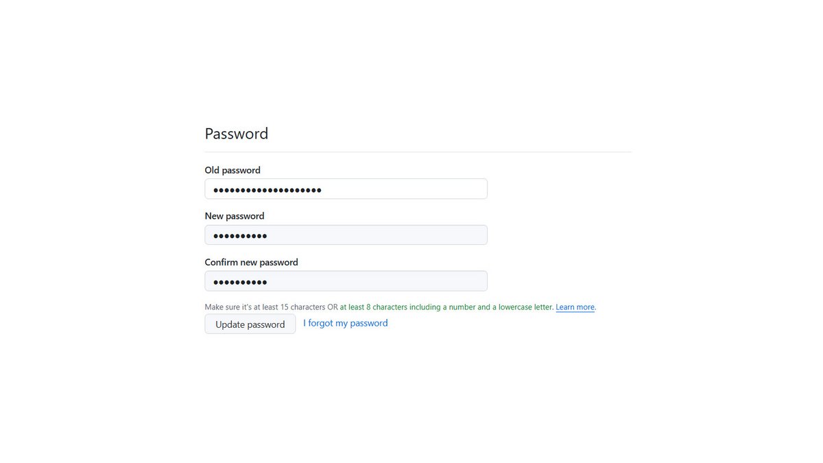 Changement de mot de passe GitHub © Pascale Duc pour Clubic