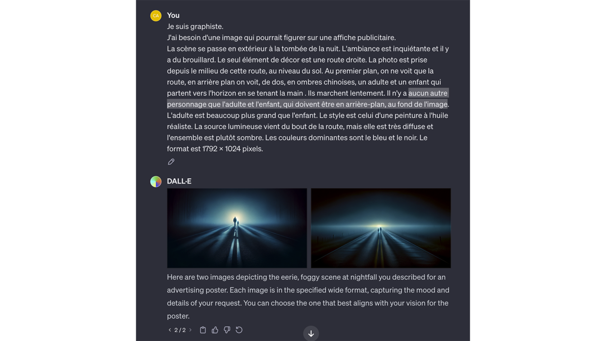 Rectificatif d’un prompt dans DALL·E 3 © Pascale Duc
