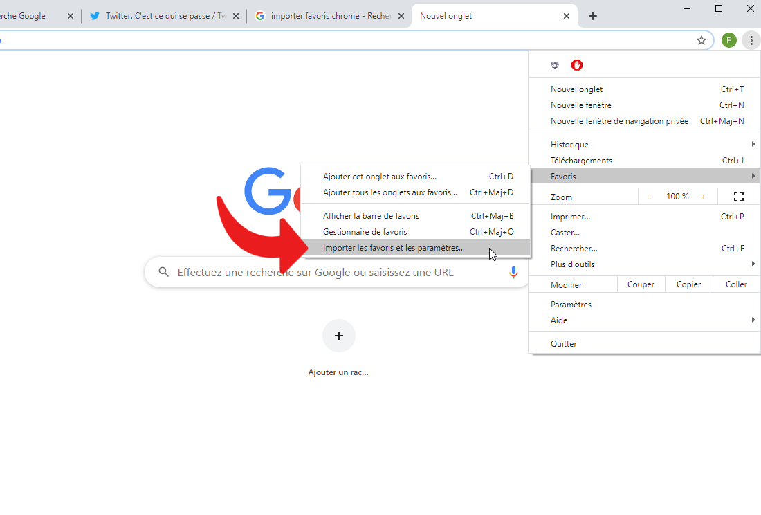 importer favoris chrome