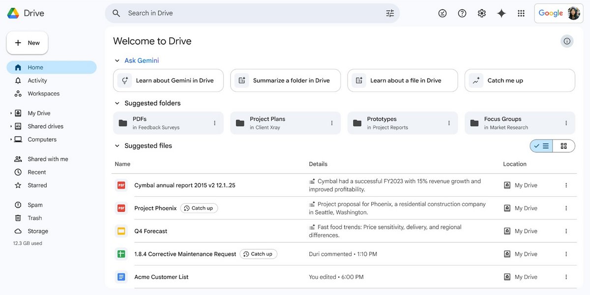 Gemini peut résumer le contenu de documents dans Google Drive. ©Google