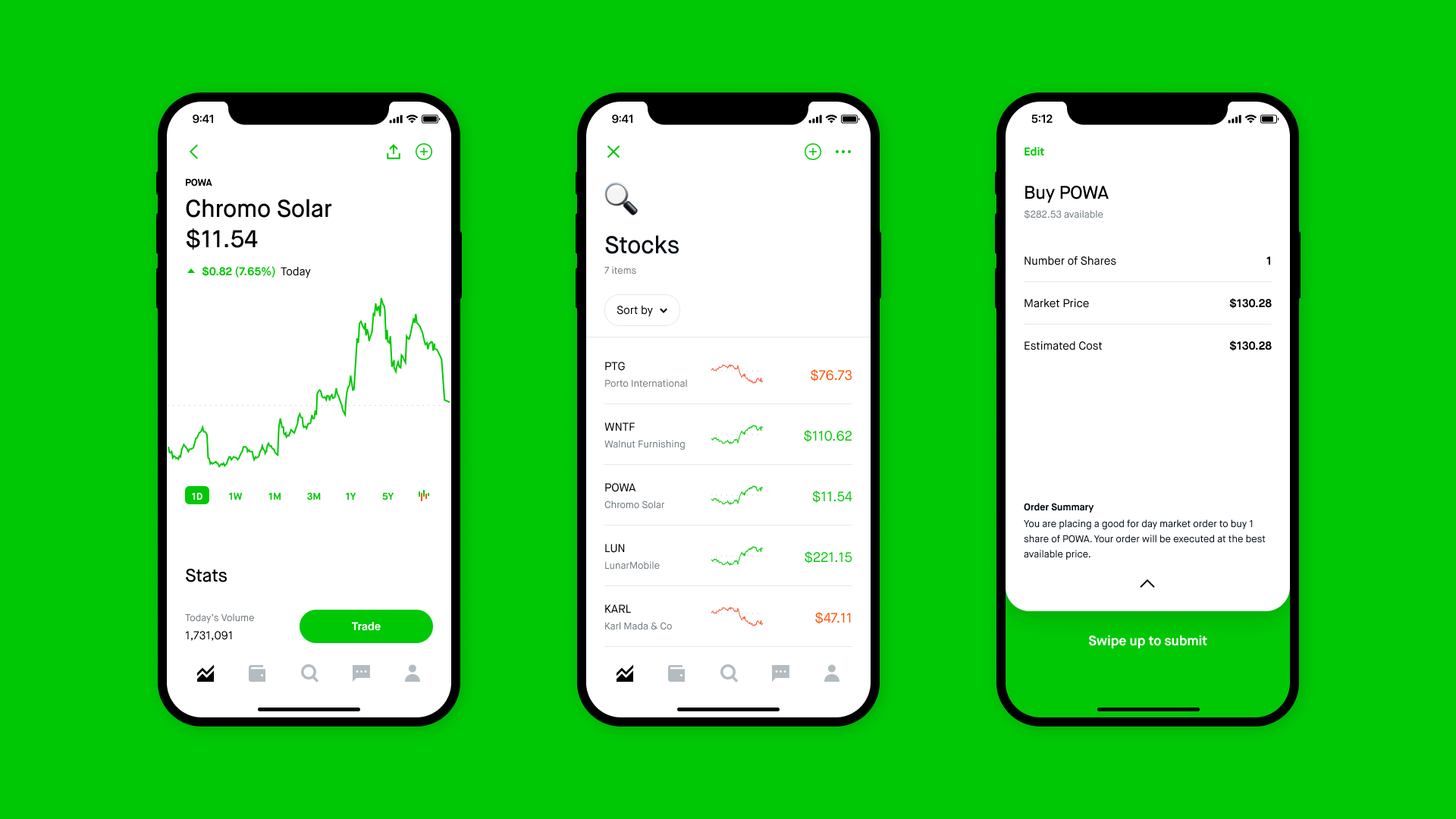 Consultez la bourse sans distractions © Robinhood