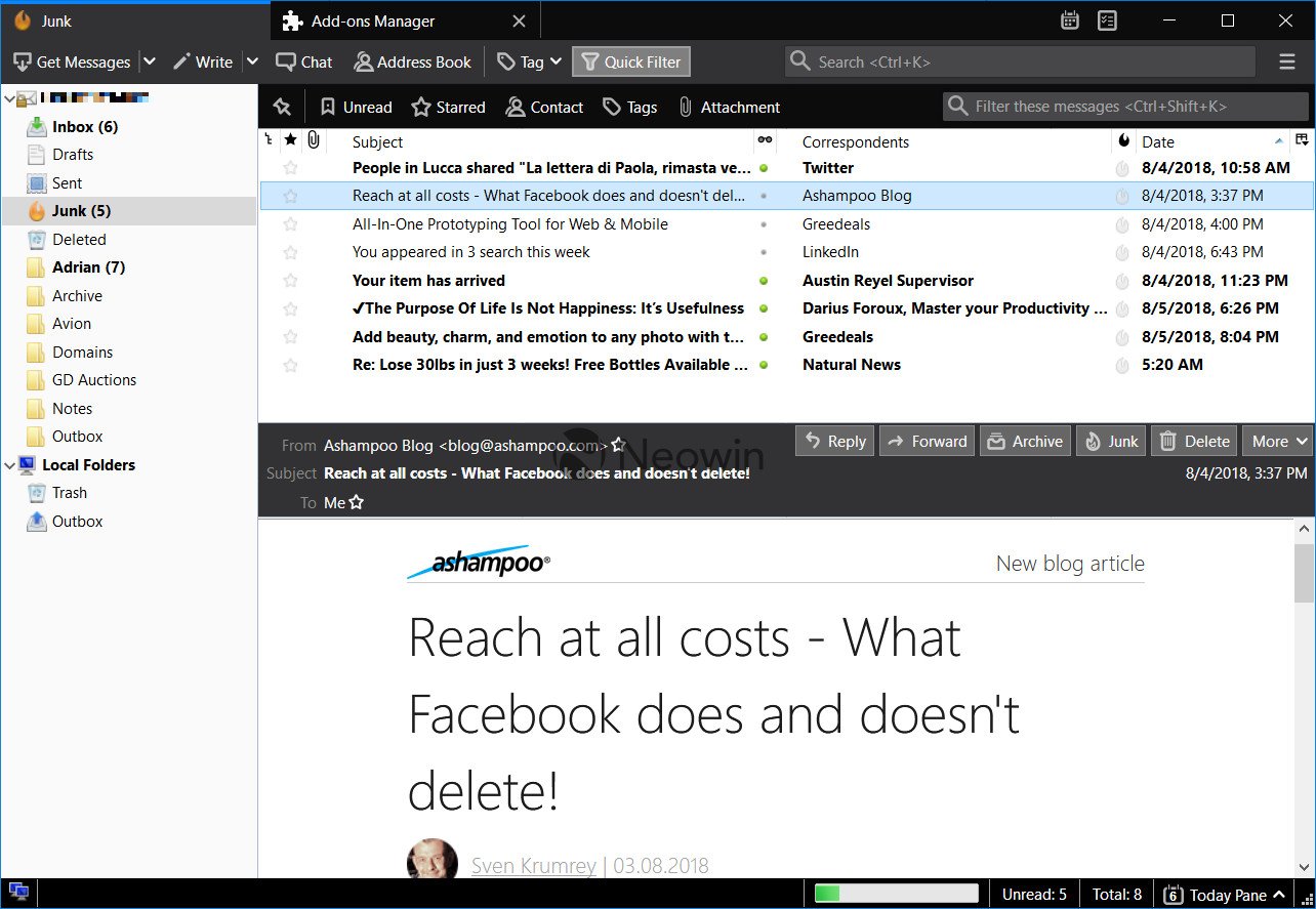 Thunderbird 68.8.0 © Neowin