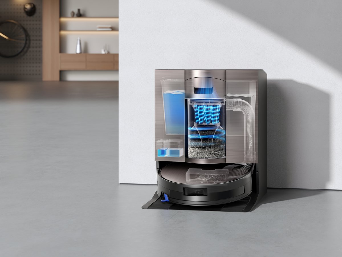Une station autonome qui se charge du nettoyage de l'aspirateur robot ©Ecovacs