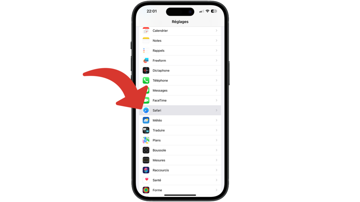 Accédez aux réglages de Safari sur iPhone © Clubic