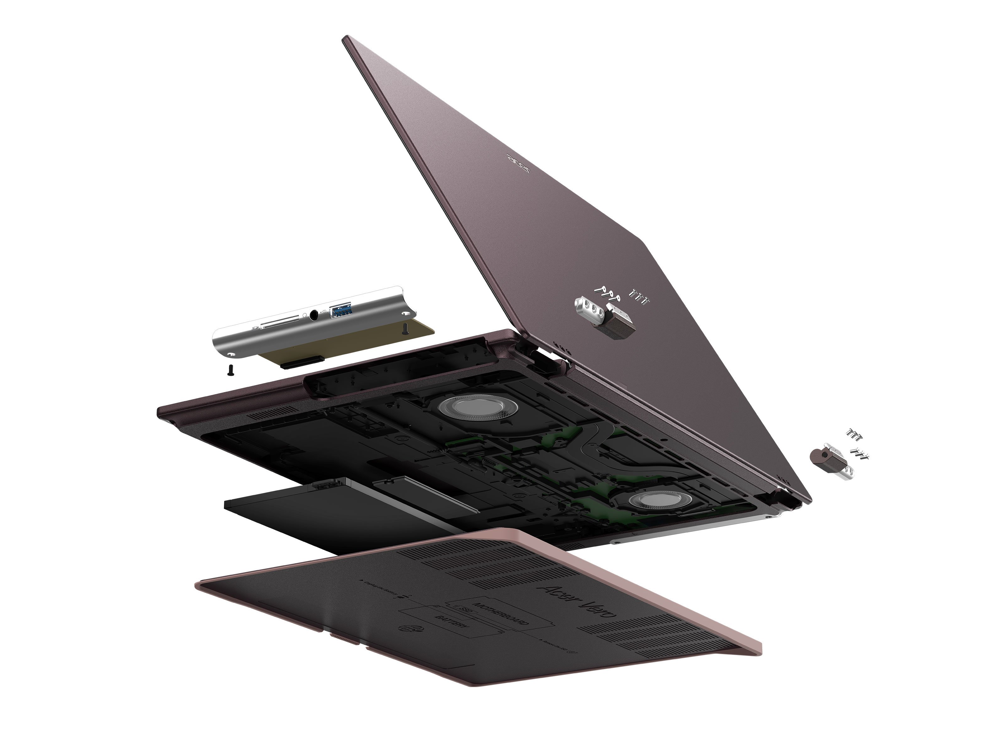 L'Acer Aspire Vero 16 et son design plus modulaire que par le passé. © Acer