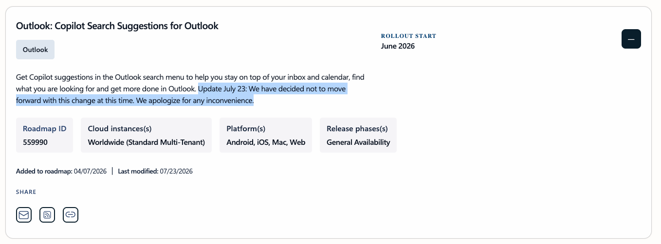 Microsoft roadmap