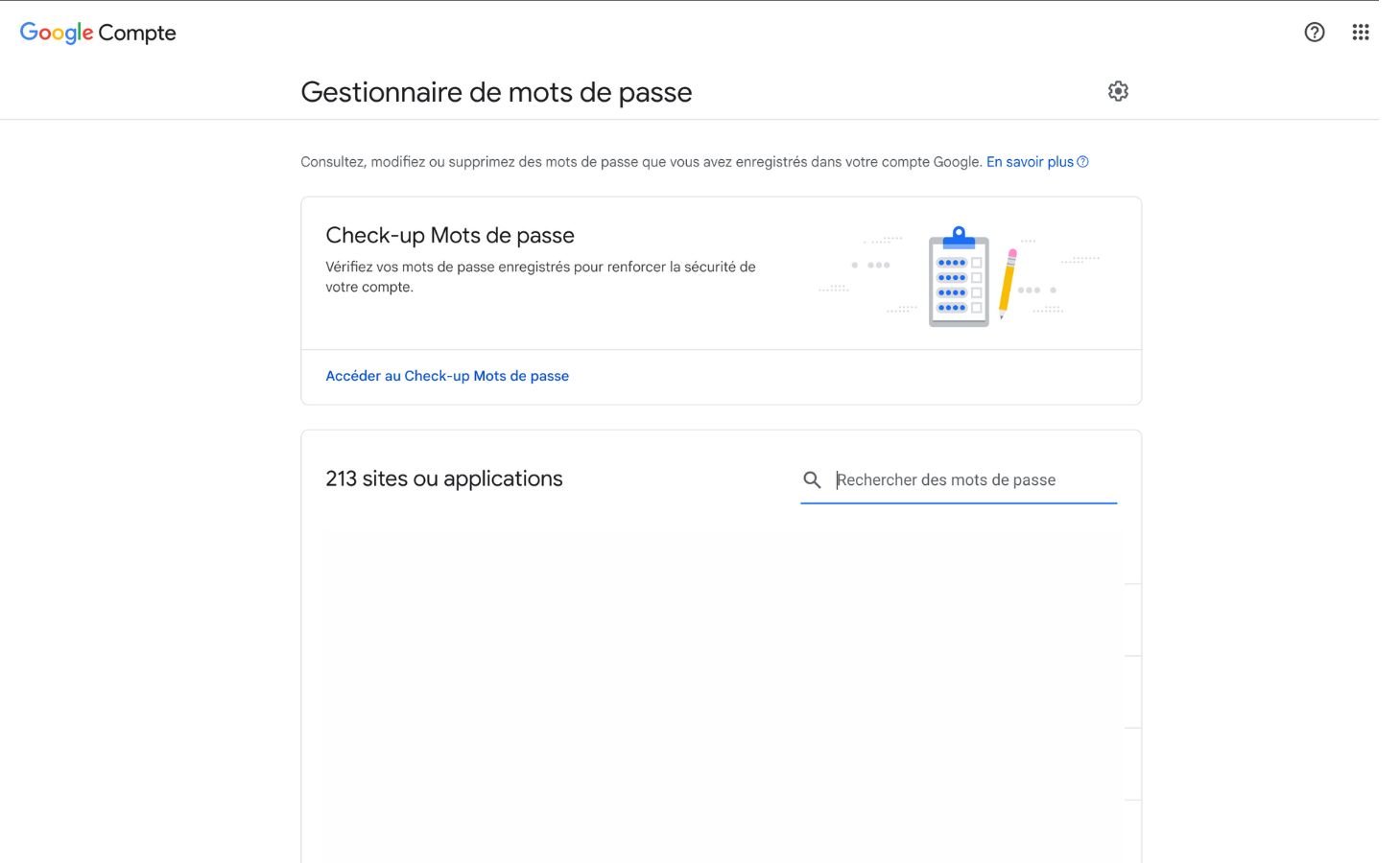 Vérifiez régulièrement votre gestionnaire de mots de passe Google. ©Google