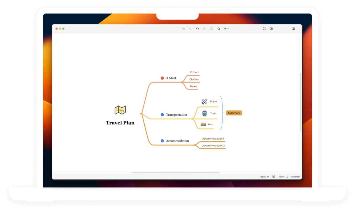 Xmind dispose d'une particularité non des moindres : le logiciel est doté d'un mode dédié aux présentations. © Xmind