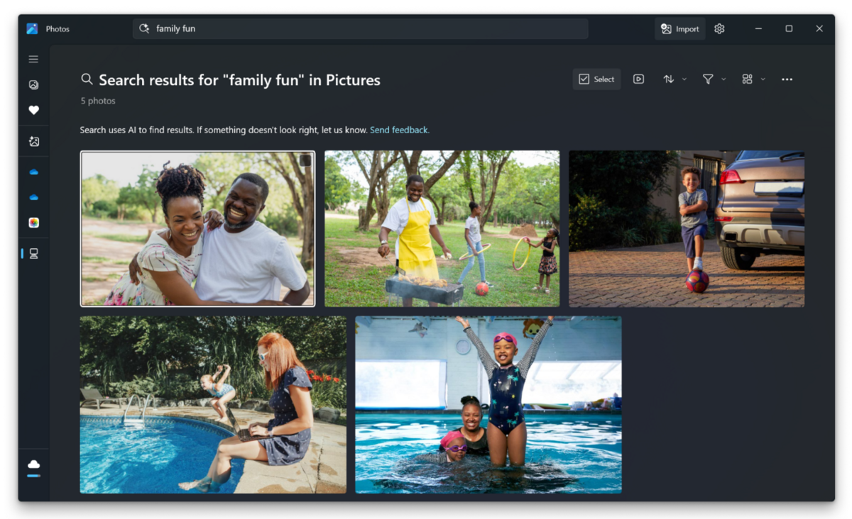 La recherche de photos optimisée grâce à l'IA. © Microsoft