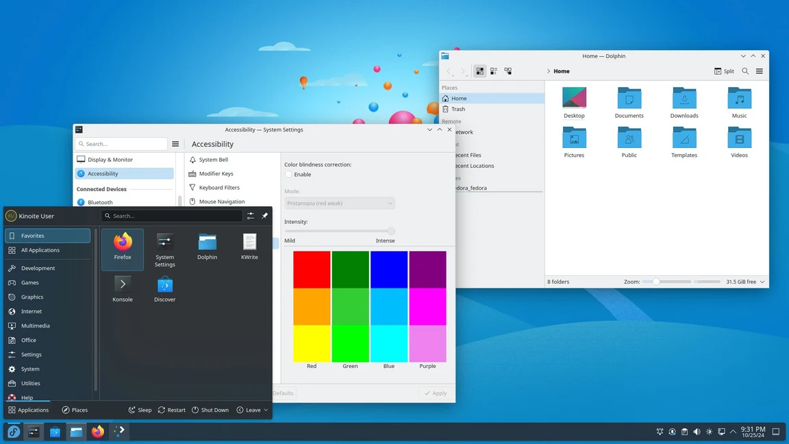 Le système d'exploitation immuable de Fedora, Kinoite. © Fedora
