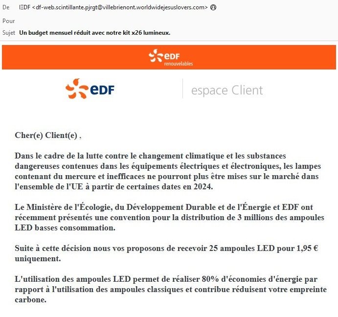 L'adresse mail doit vous alerter sur le fait qu'il s'agit d'une escroquerie - Capture d'écran © Mélina LOUPIA pour Clubic