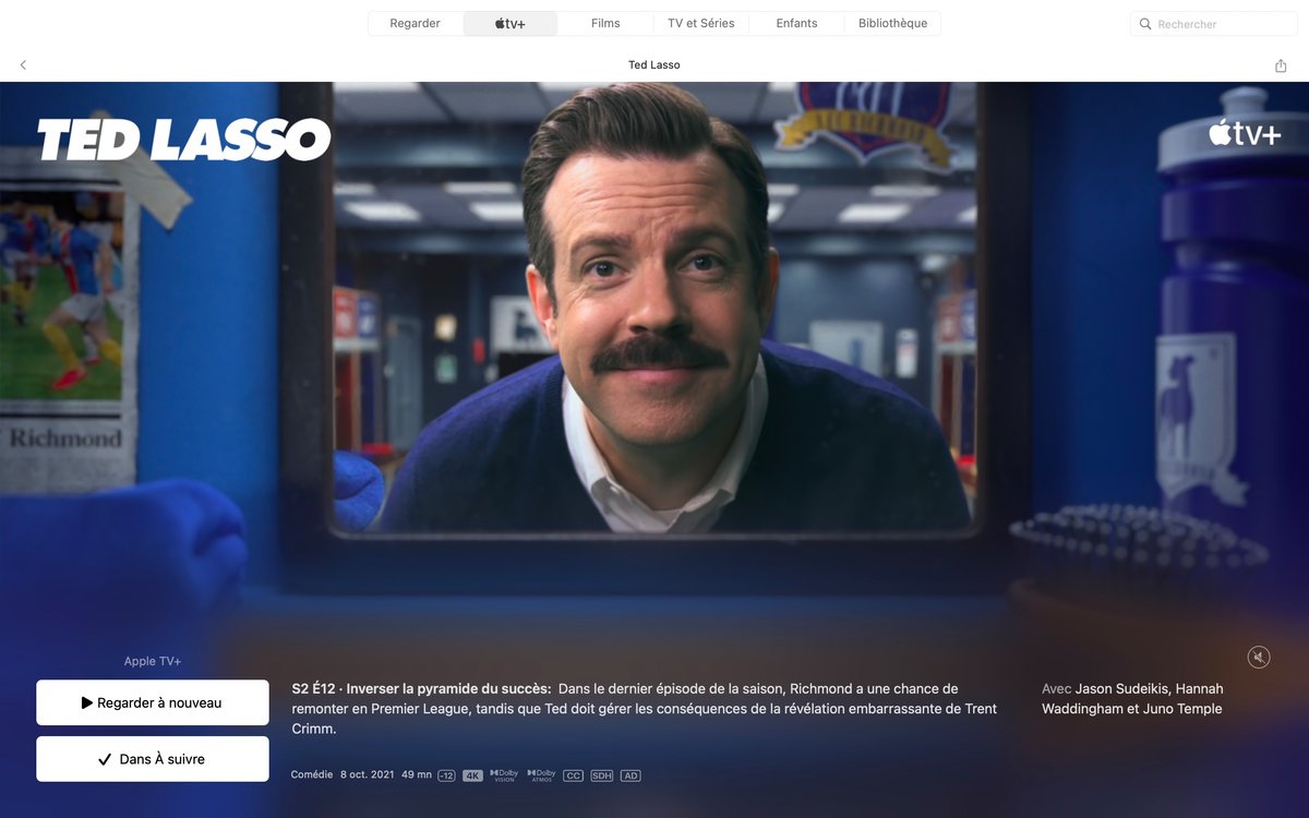 Apple TV+ - La page d'accueil d'une série