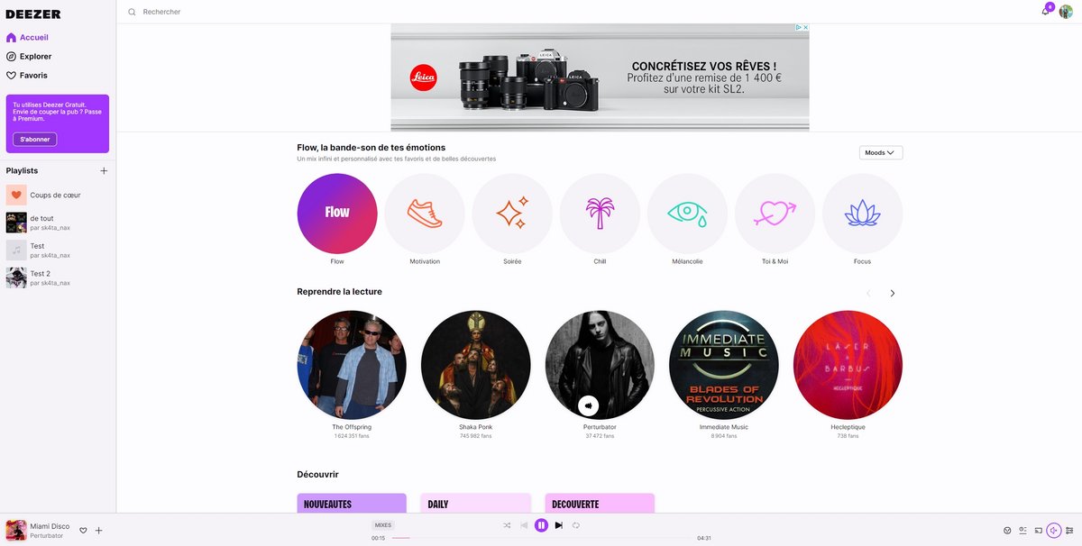 Deezer - L'interface web