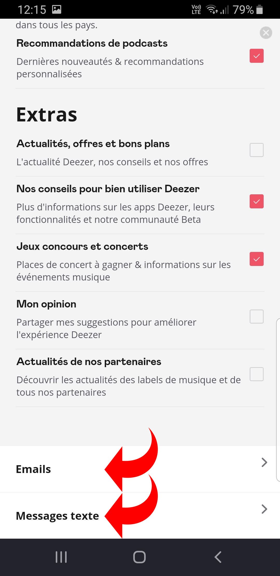 Notifications Deezer