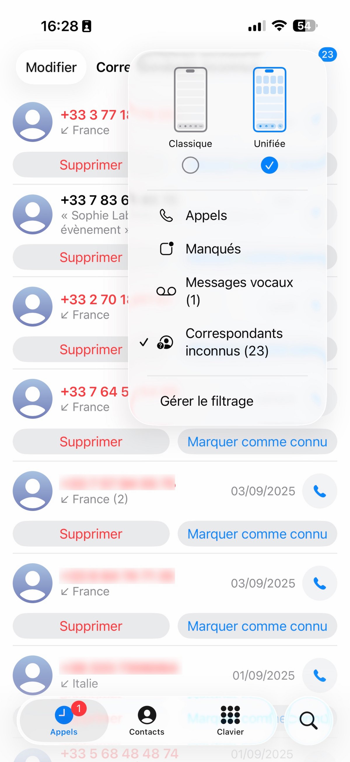 iPhone filtrage d'appels iOS 26