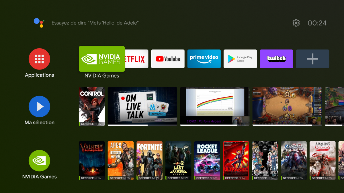 GeForce Now est bien intégré à l'interface Android TV des boîtiers Shield.