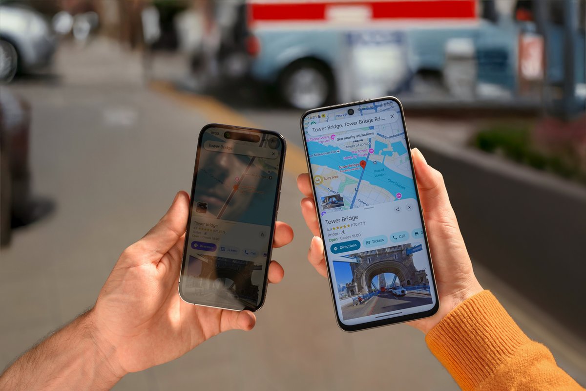 À droite, le smartphone NEXTPAPER Ultra 60 et son écran peu sensible à la lumière du soleil. ©TCL