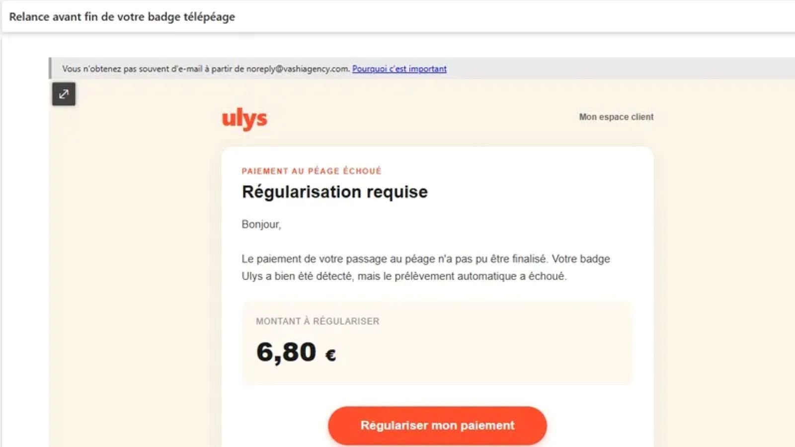 L'e-mail qua reçu la rédaction de RMC Conso - Capture d'écran ©Emma Forton / RMC-BFMTV