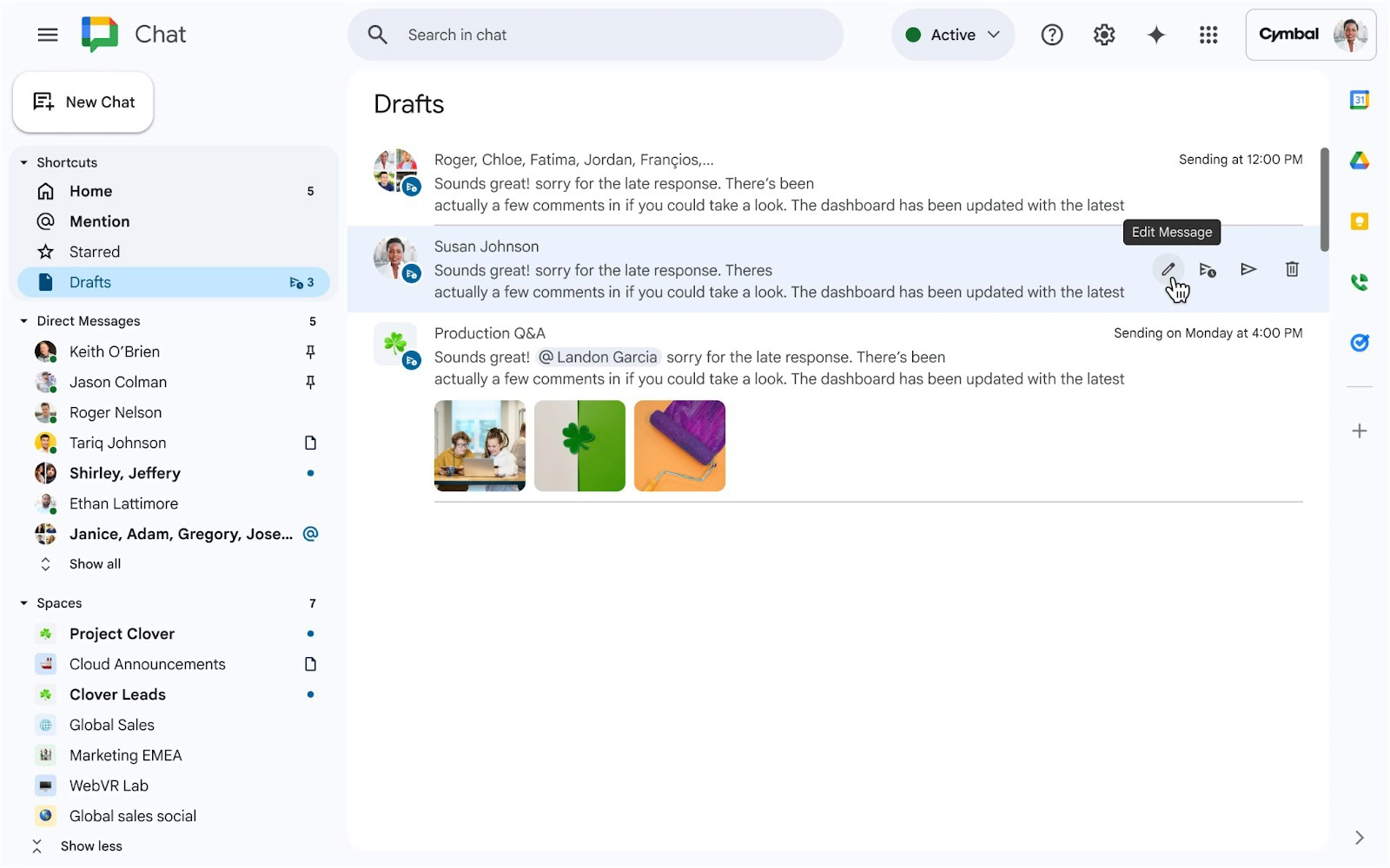 Les messages programmés sont disponibles dans "brouillons". ©Google