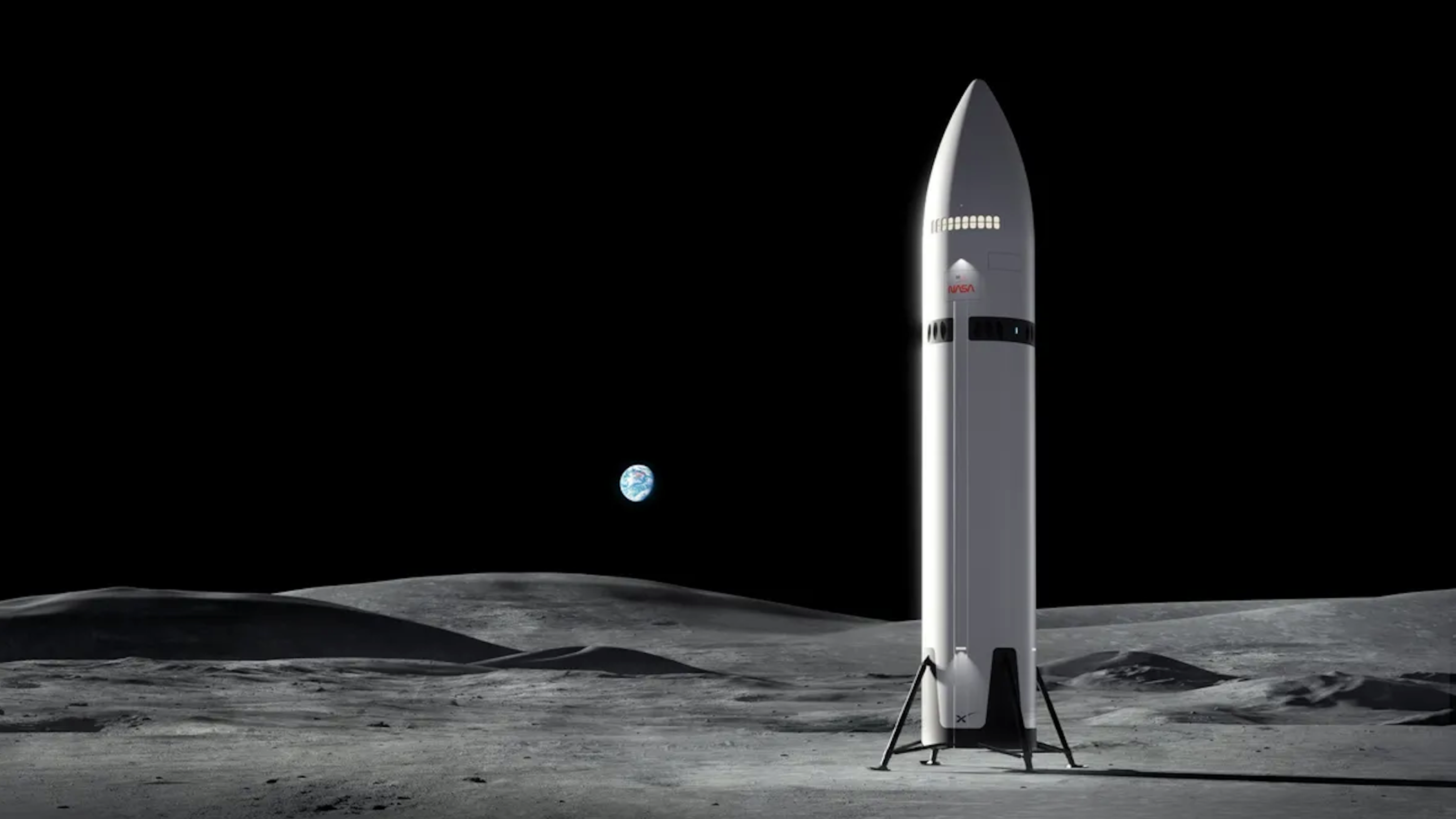 Vision d'artiste de SpaceX sur la lune © Nasa/SpaceX
