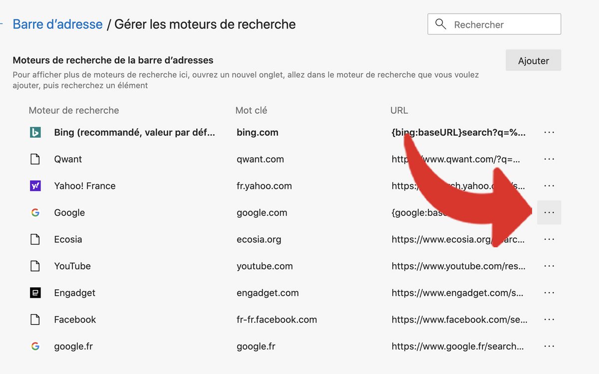 Tuto Changer moteur de recherche Edge