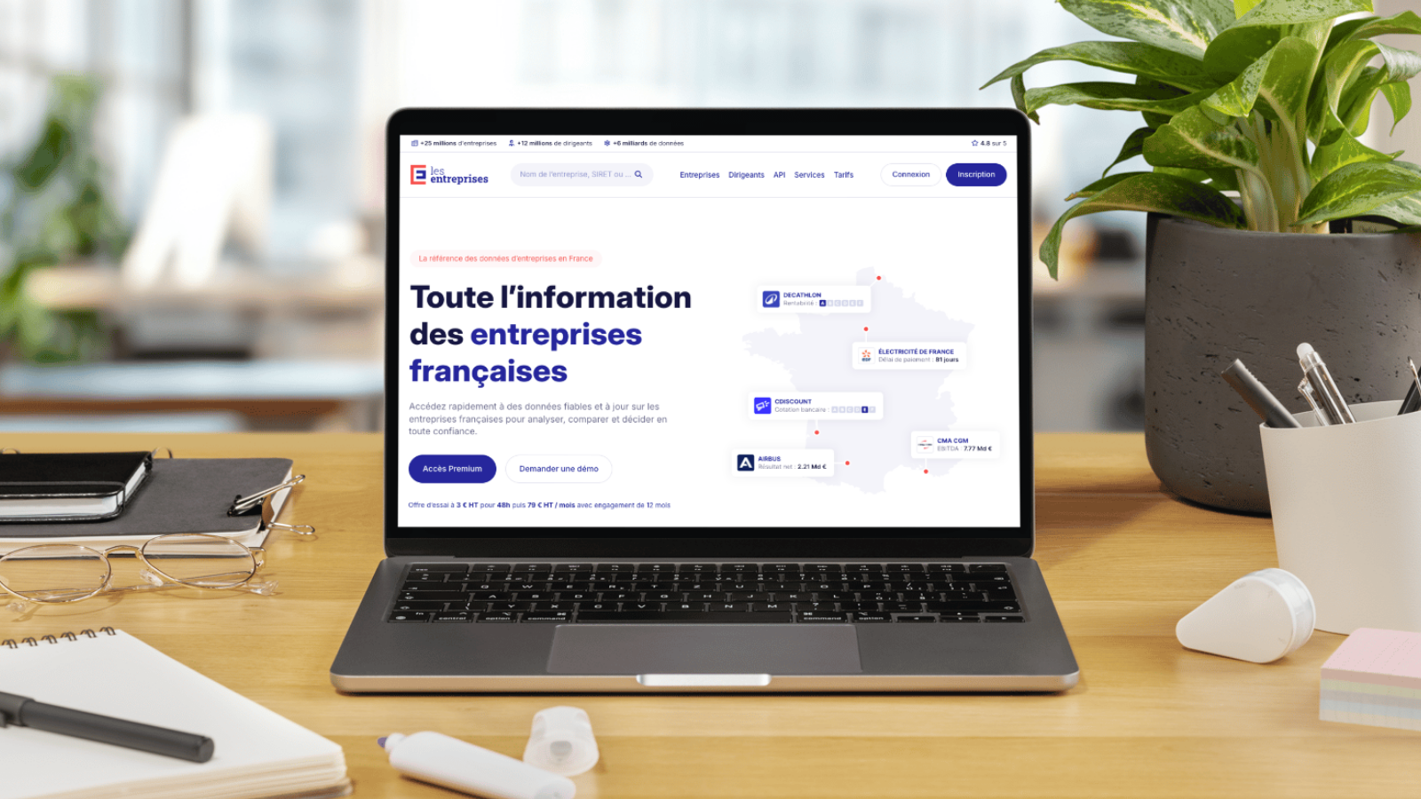 Trouvez les données clés, comme des chiffres analysés pour vous, sur LesEntreprises. © Clubic