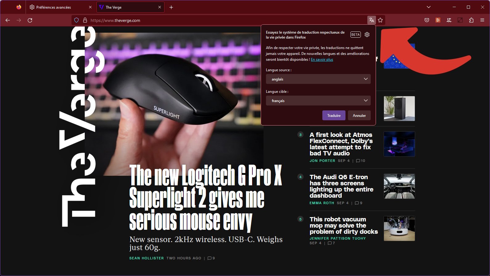 Comment activer la fonction de traduction native de Firefox dans ...