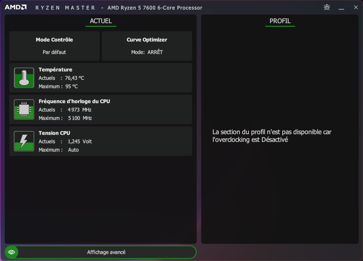 Désactiver les options d'overclocking ne facilite pas les choses pour Ryzen Master © Nerces