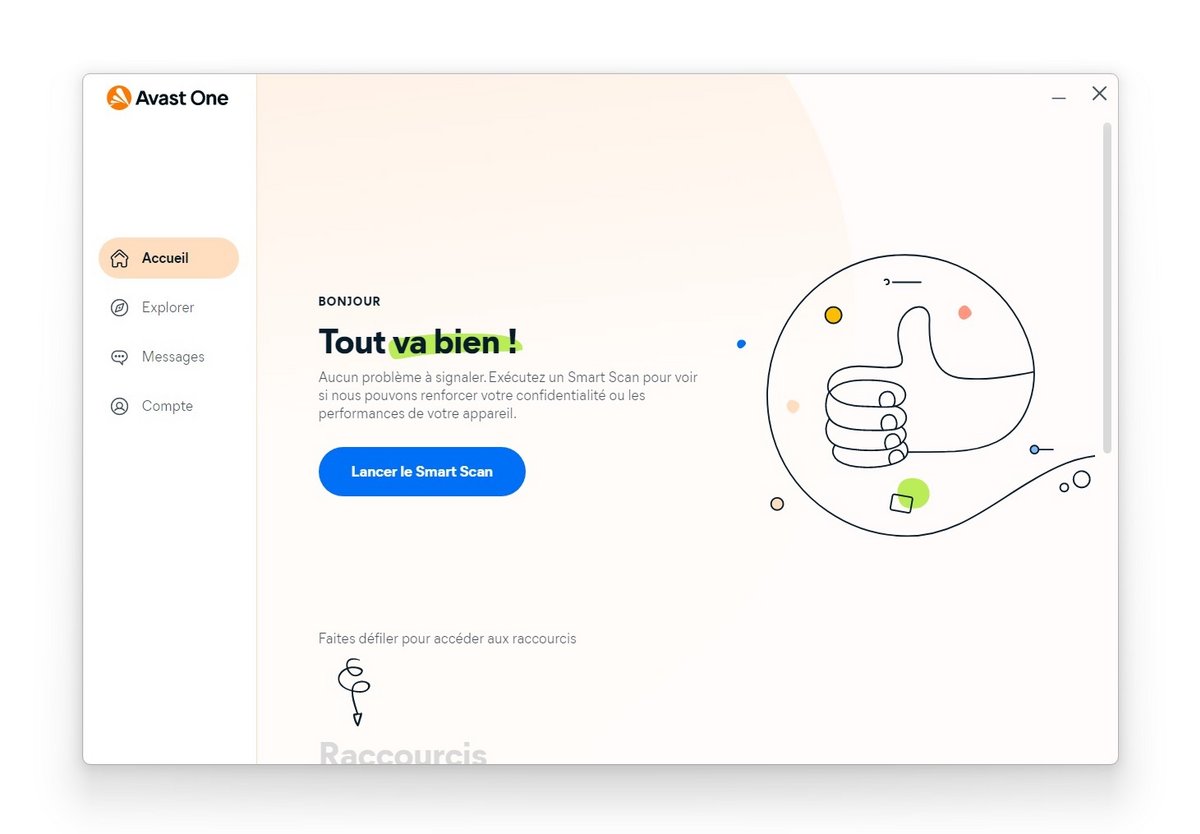 Avast One - Interface d'accueil