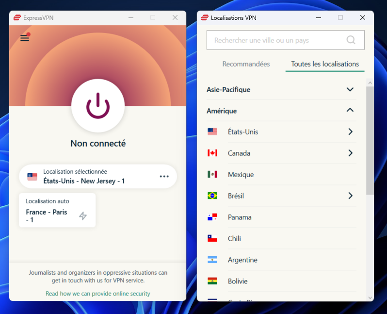 expressvpn serveur