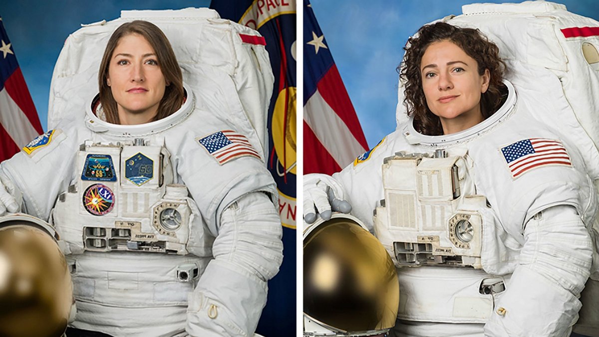 Christina Koch et Jessica Meir, deux prétendantes sérieuses qui avaient réussi la première sortie entièrement féminine en scaphandre sur l'ISS © NASA