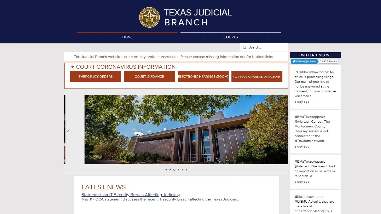 Capture d'écran © Clubic du site  provisoire mis en place par la justice texane