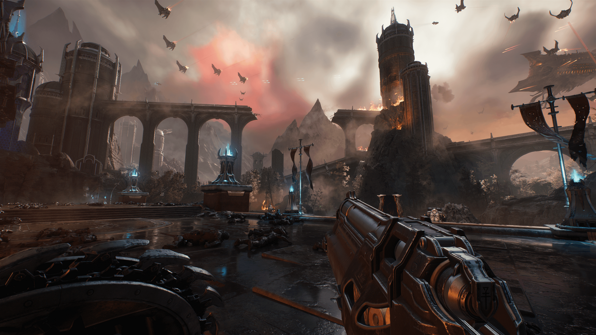 Admirez l'impact du path tracing sur le rendu de DOOM: The Dark Ages : à gauche sans, à droite avec. ©NVIDIA
