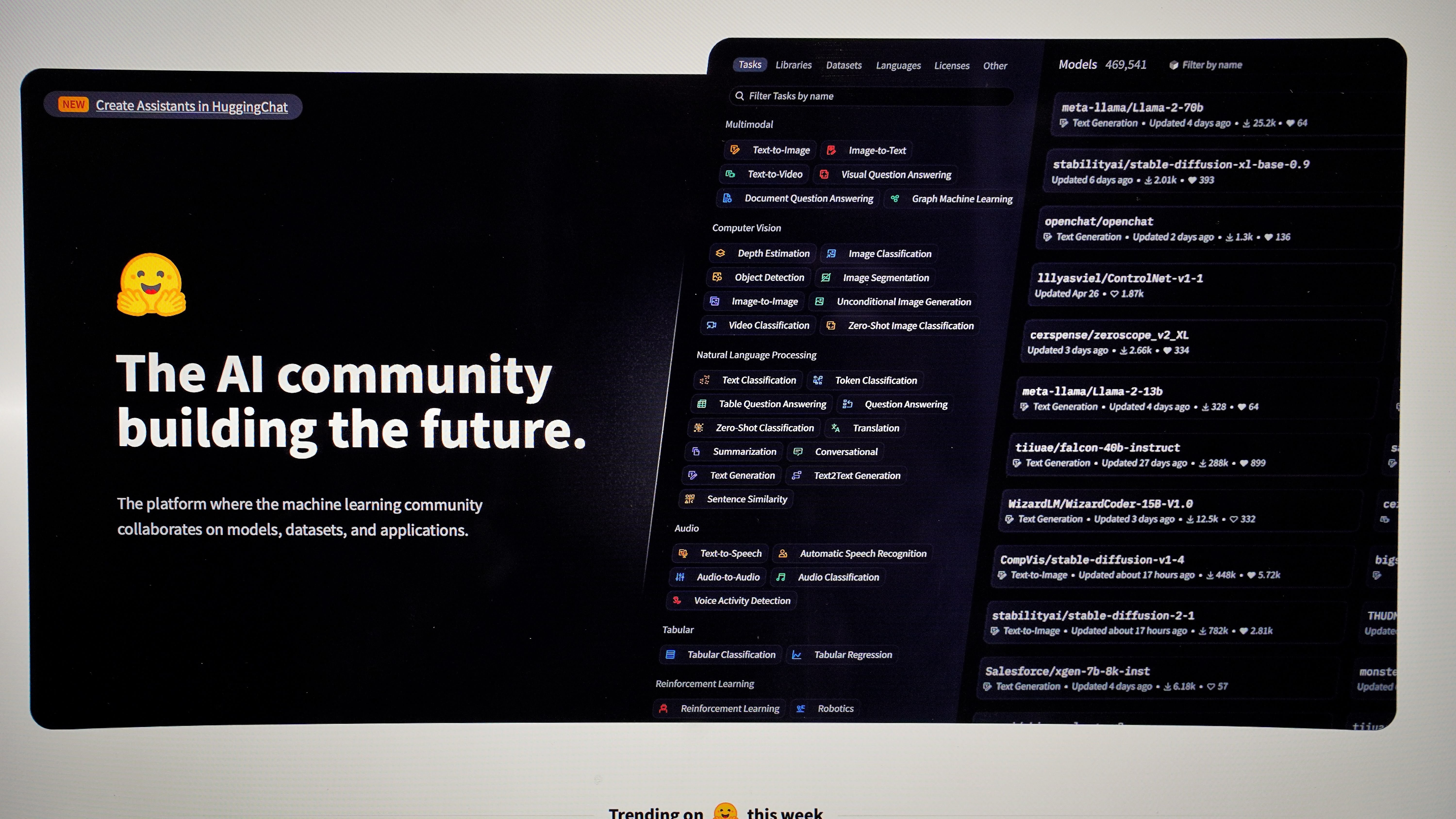Hugging Face panel view