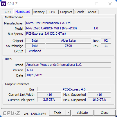 Alder Lake Core i9-12900K - CPU-Z