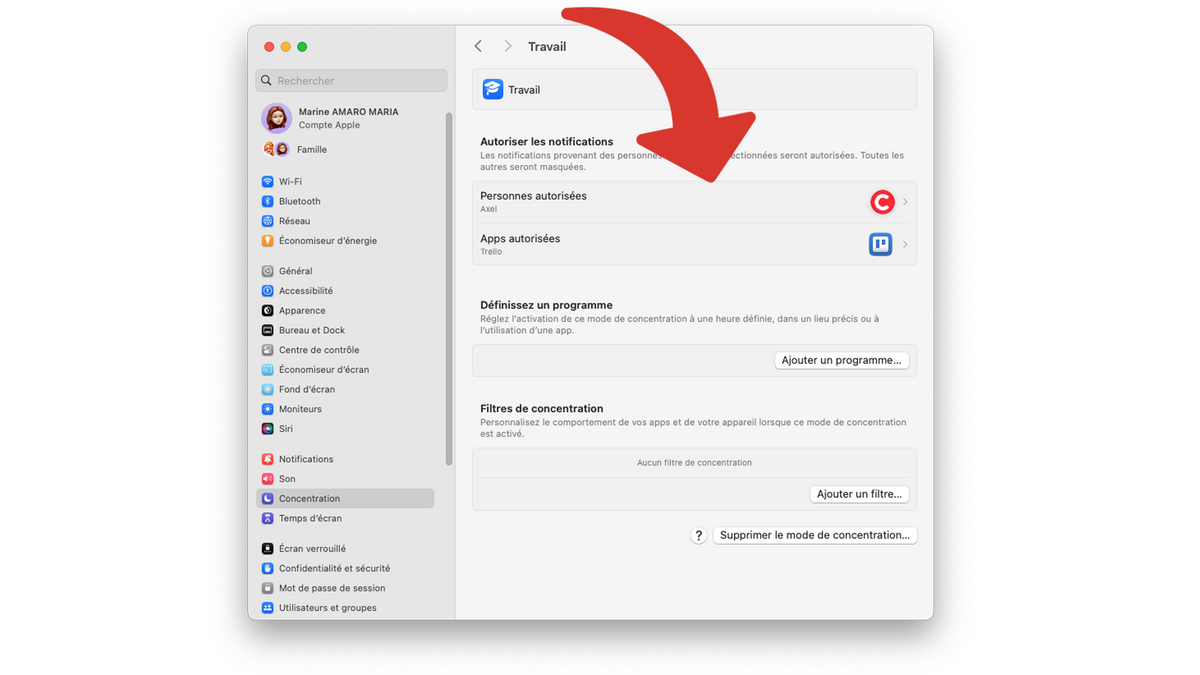 Autoriser les notifications venant des personnes et applications spécifiques © Clubic