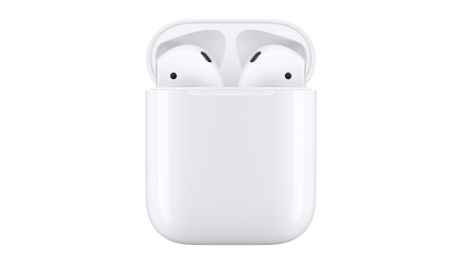 Les AirPods 2 d'Apple avec leur boitier de charge filaire pour 24h d'autonomie au total